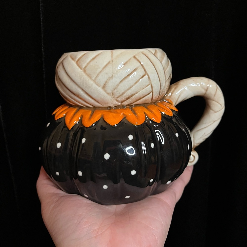 Johanna Parker NEW Spooky Mummy Pumpkin Mug - Cream and Orange - Picture 2 of 6